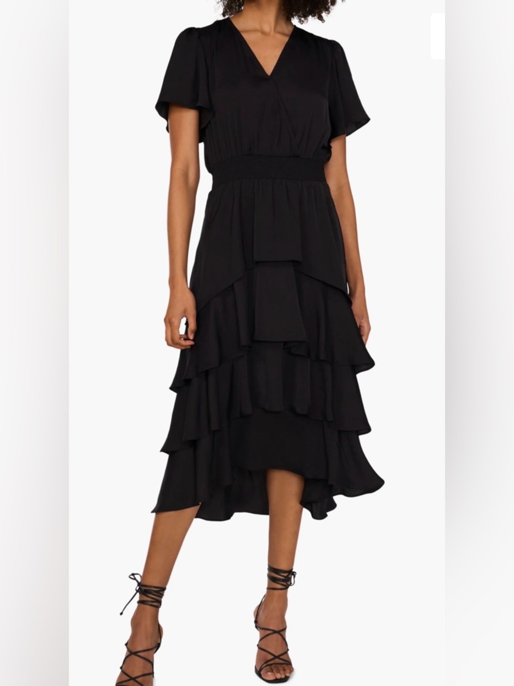 Vince Camuto Flutter Sleeve Tiered Dress